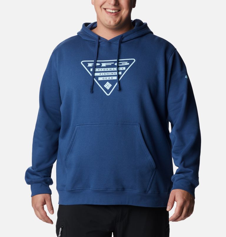 Thumbnail: Men's PFG Triangle II Hoodie - Big, Color: Carbon, Spring Blue, image 1