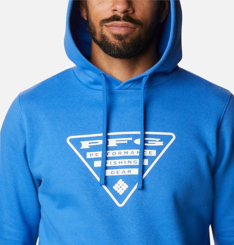Men's PFG Triangle II Hoodie - Tall, Color: Vivid Blue, White, image 4