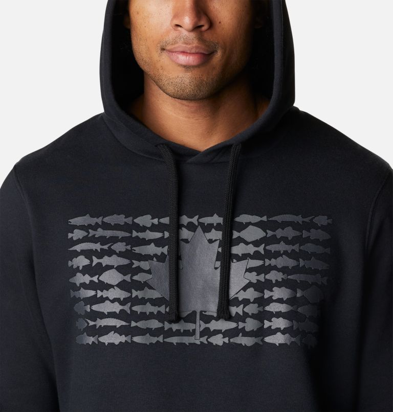 Men's PFG Fish Flag II Hoodie, Color: Black, City Grey Canada, image 4