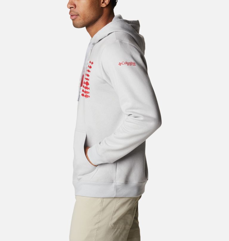 PFG Fish Flag II Hoodie | 020 | XXL, Color: Cool Grey, Bright Red Canada, image 3