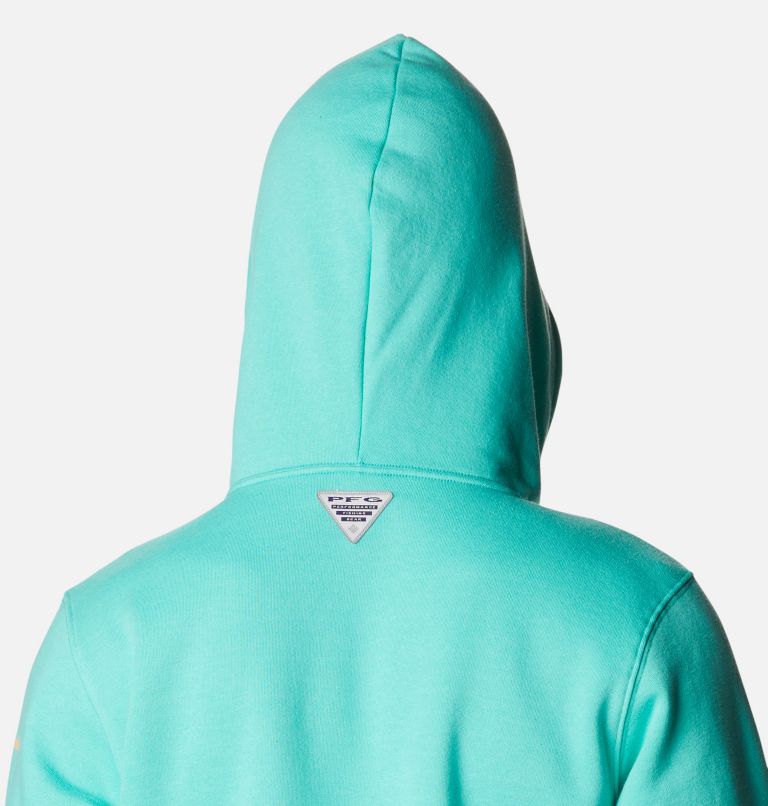 Thumbnail: Men's PFG Fish Flag II Hoodie, Color: Electric Turquoise, Bright Nectar USA, image 5