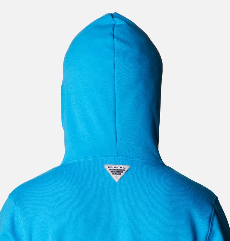Thumbnail: Men's PFG Fish Flag II Hoodie, Color: Compass Blue, White Offshore Fish, image 5