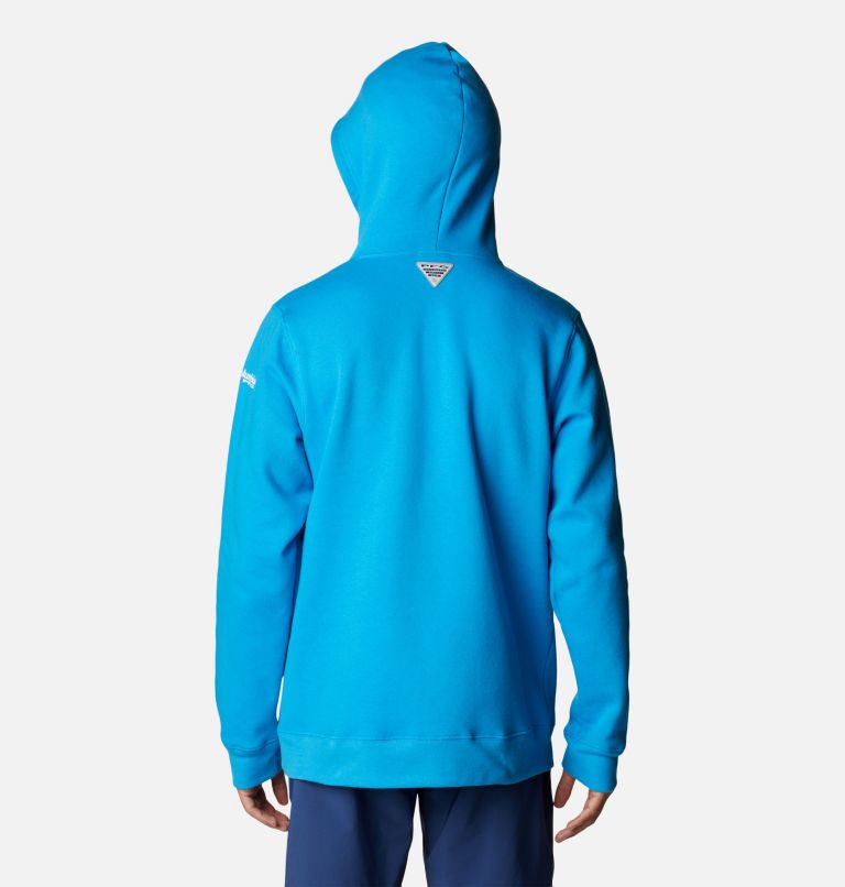 Thumbnail: Men's PFG Fish Flag II Hoodie, Color: Compass Blue, White Offshore Fish, image 2