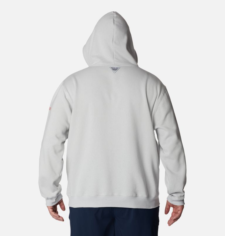 Men's PFG Fish Flag II Hoodie - Big, Color: Cool Grey, Bright Red Canada, image 2