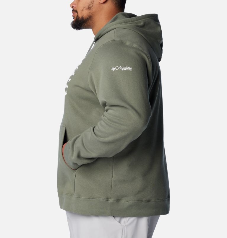 Men's PFG Fish Flag II Hoodie - Big, Color: Cypress, Cool Grey Bass Lures, image 3