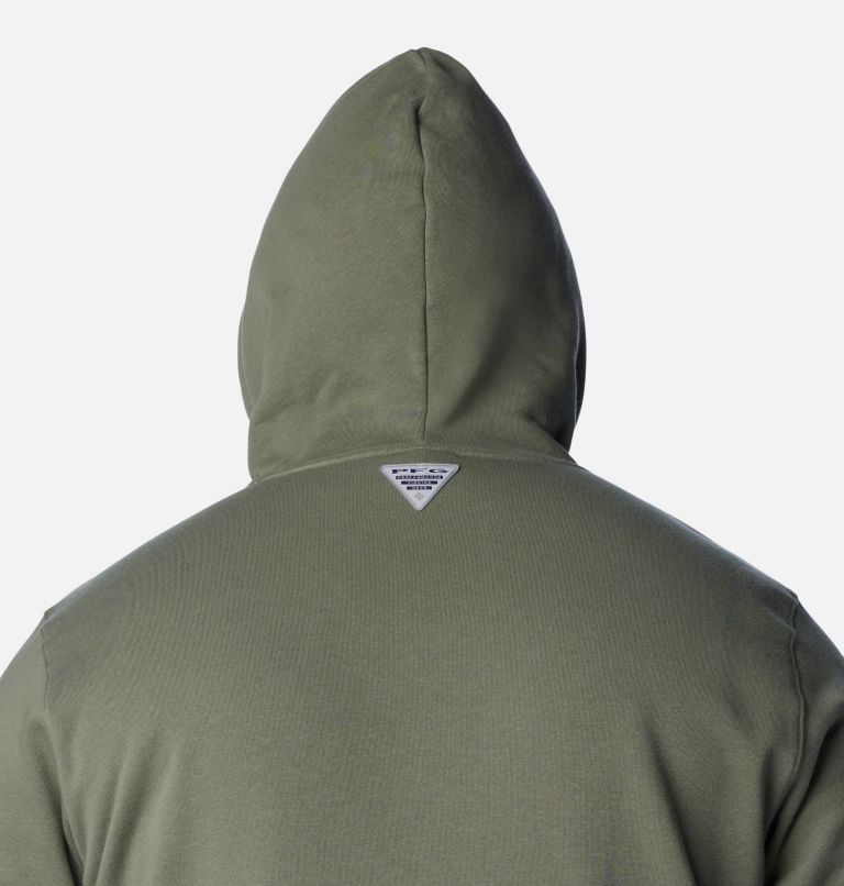 Men's PFG Fish Flag II Hoodie - Big, Color: Cypress, Cool Grey Bass Lures, image 5