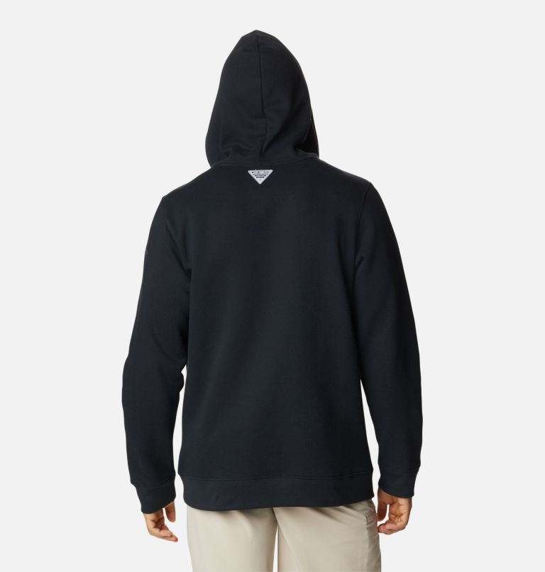 Men's PFG Fish Flag II Hoodie - Tall, Color: Black, Graphite USA, image 2