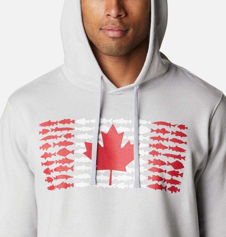 Chandail à capuchon PFG Fish Flag II Homme - Grandes tailles, Color: Cool Grey, Bright Red Canada, image 4