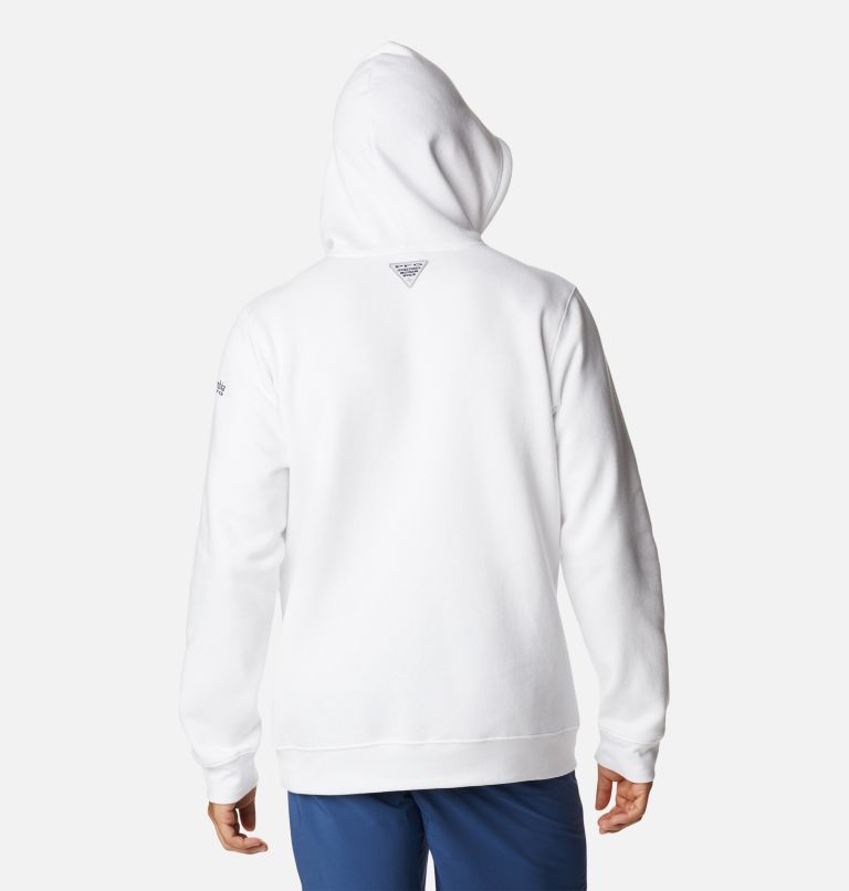 Thumbnail: Men's PFG Fish Flag II Hoodie - Tall, Color: White, Red Spark USA, image 2