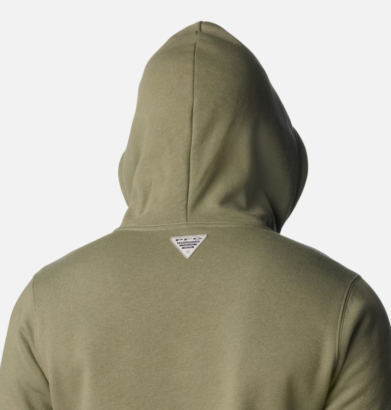 Men's PFG Fish Flag II Hoodie - Tall, Color: Cypress, Cool Grey Bass Lures, image 5