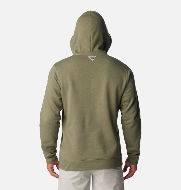 Men's PFG Fish Flag II Hoodie - Tall, Color: Cypress, Cool Grey Bass Lures, image 2