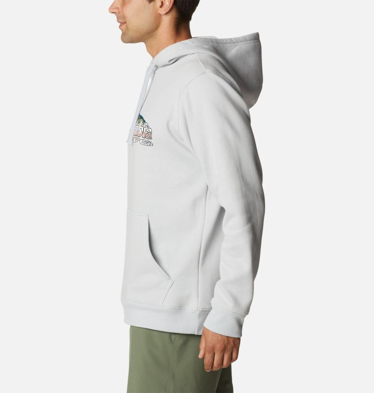 Men's PFG Fish Logo Hoodie, Color: Cool Grey, Trout