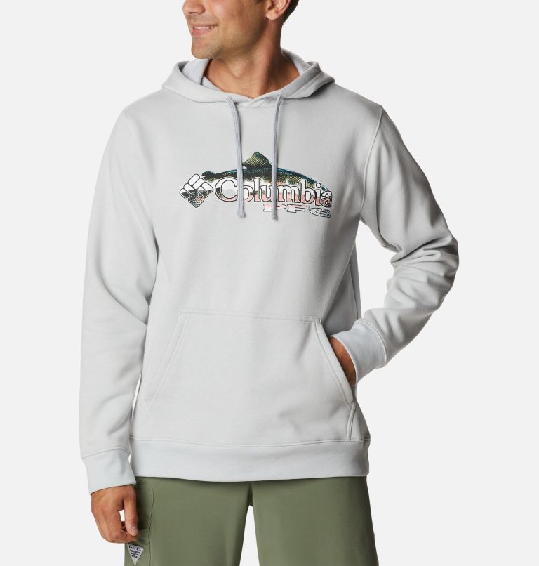 Chandail à capuchon PFG Fish Logo Homme - Grandes tailles, Color: Cool Grey, Trout, image 1