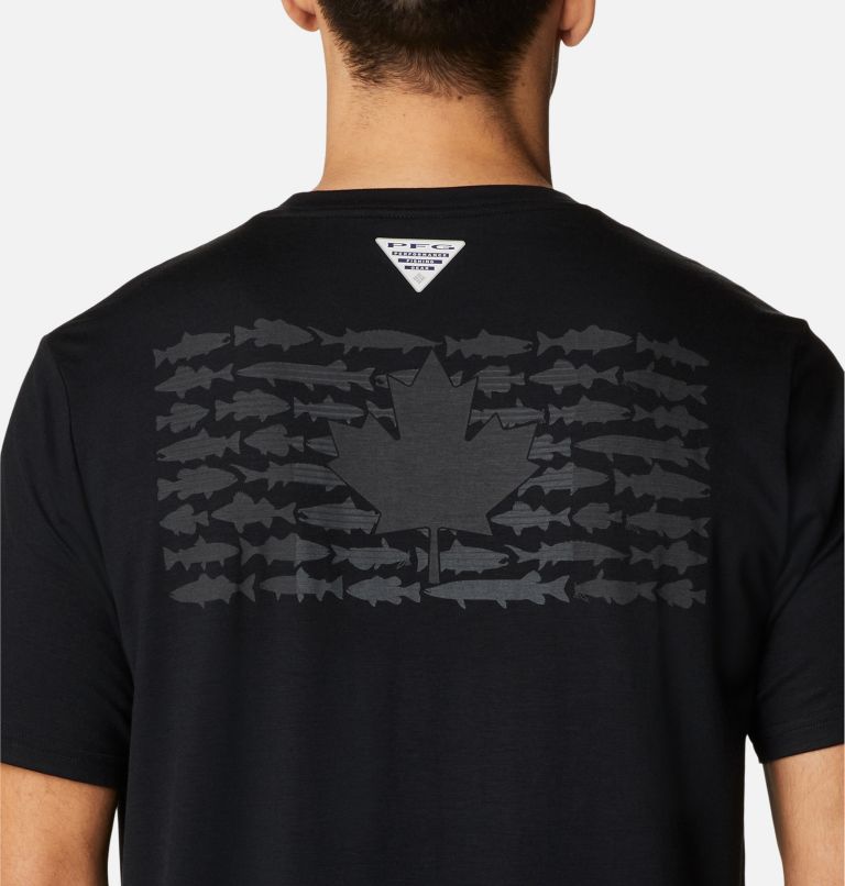 Men's PFG Fish Flag Tech Short Sleeve Shirt, Color: Black, Graphite Canada