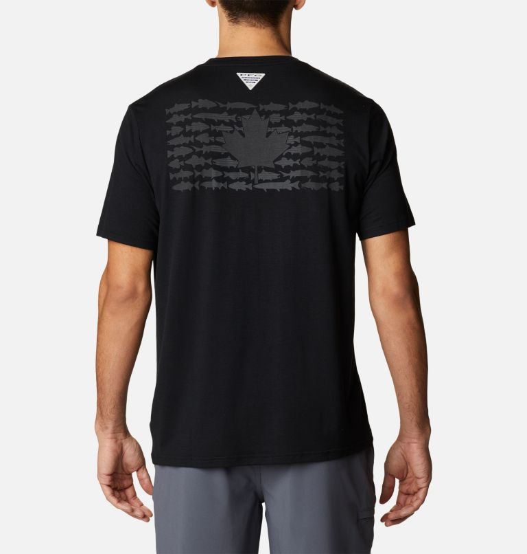 Thumbnail: Men's PFG Fish Flag Tech Short Sleeve Shirt, Color: Black, Graphite Canada, image 2
