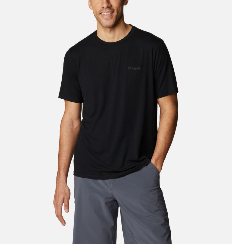 Men's PFG Fish Flag Tech Short Sleeve Shirt, Color: Black, Graphite Canada, image 1