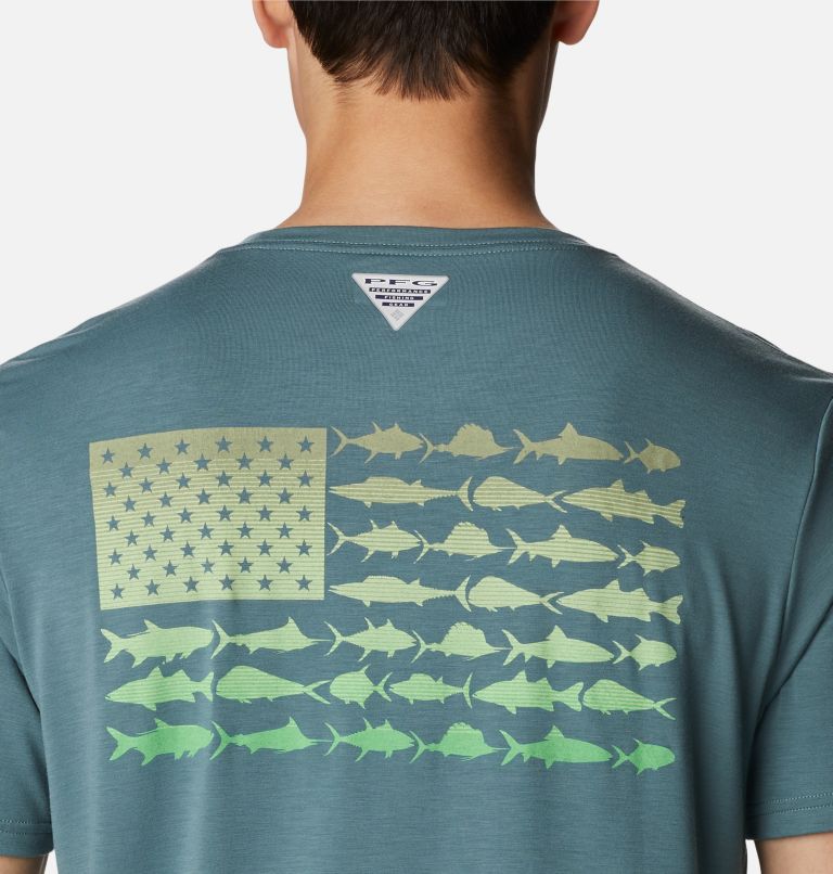 Men's PFG Fish Flag Tech Short Sleeve Shirt, Color: Metal, Safari Gradient, image 5