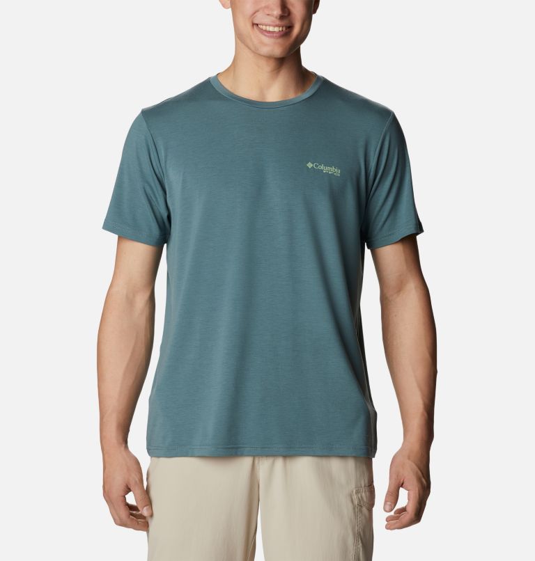 Men's PFG Fish Flag Tech Short Sleeve Shirt, Color: Metal, Safari Gradient, image 1