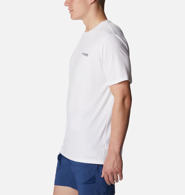 Men's PFG Triangle Fill Technical T-Shirt, Color: White, PFG Elements Graphic, image 3