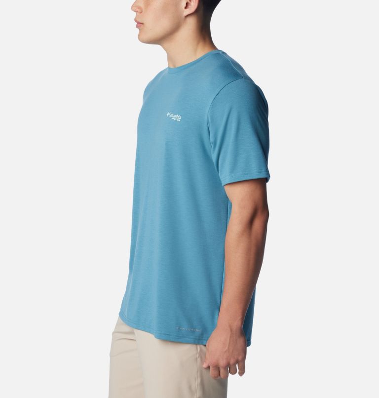 Men's PFG Triangle Fill Tech T-Shirt, Color: Canyon Blue, Elements Graphic, image 3
