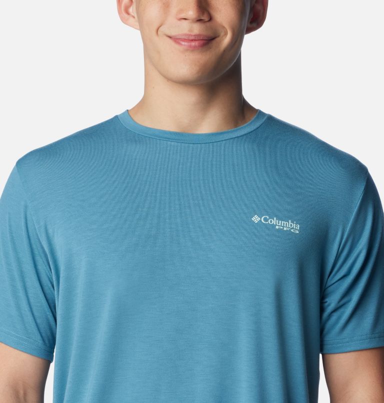 Men's PFG Triangle Fill Tech T-Shirt, Color: Canyon Blue, Elements Graphic, image 4