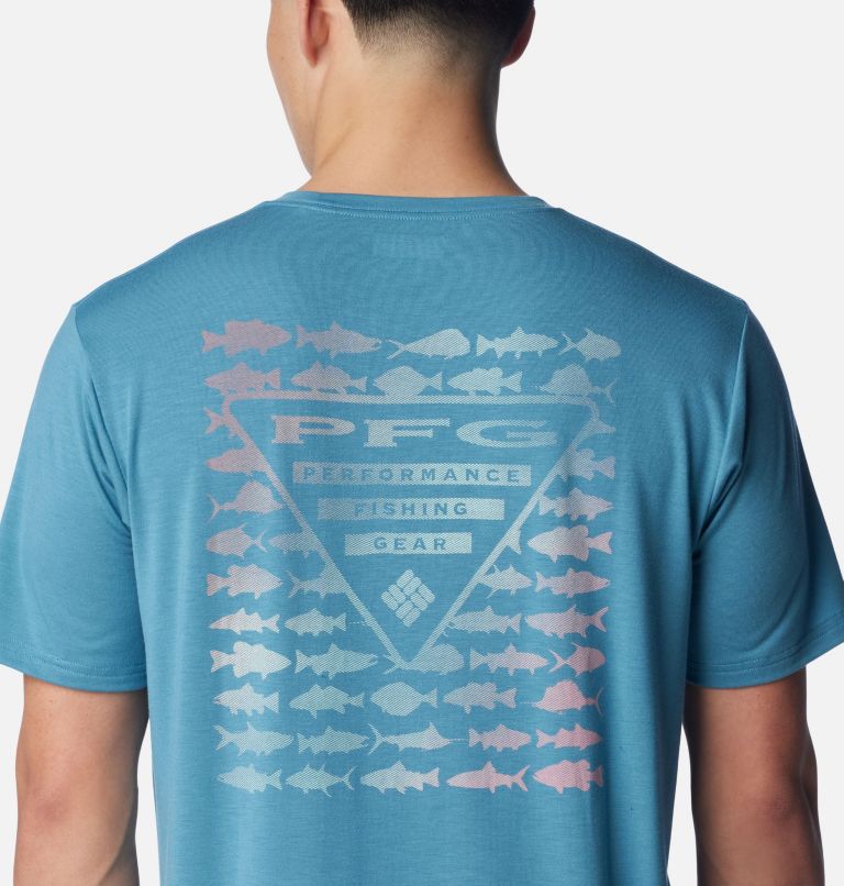 Men's PFG Triangle Fill Tech T-Shirt, Color: Canyon Blue, Elements Graphic, image 5