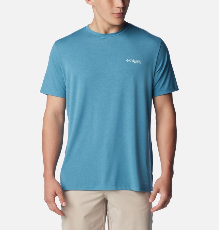 Men's PFG Triangle Fill Tech T-Shirt, Color: Canyon Blue, Elements Graphic, image 2