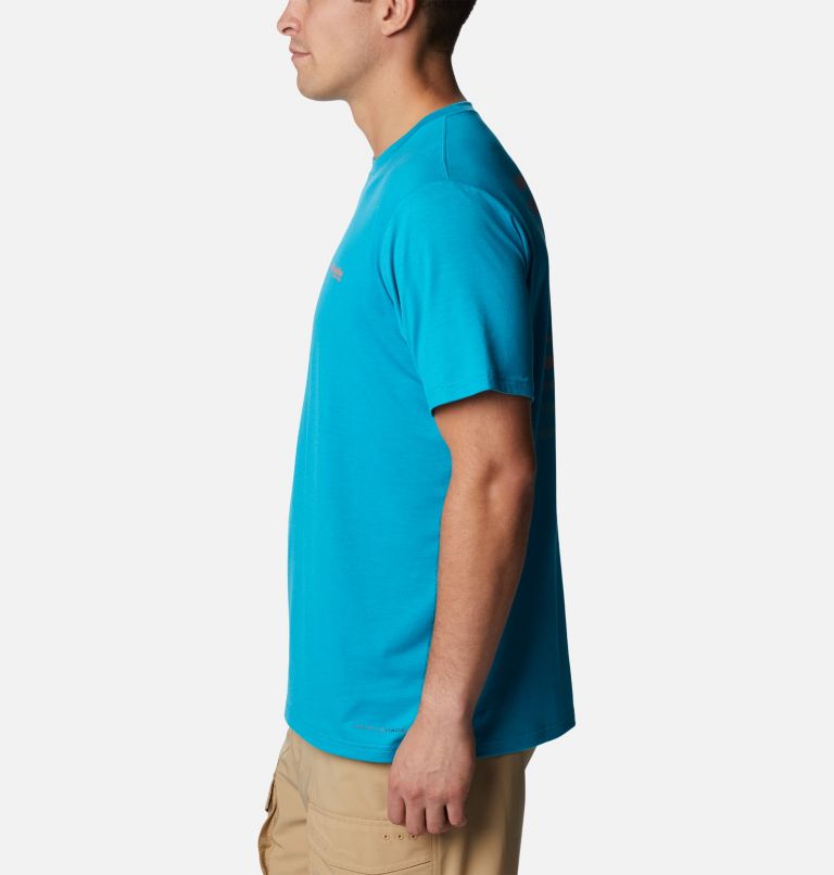 Men's PFG Triangle Fill Tech T-Shirt, Color: Ocean Teal, PFG Elements Graphic, image 3
