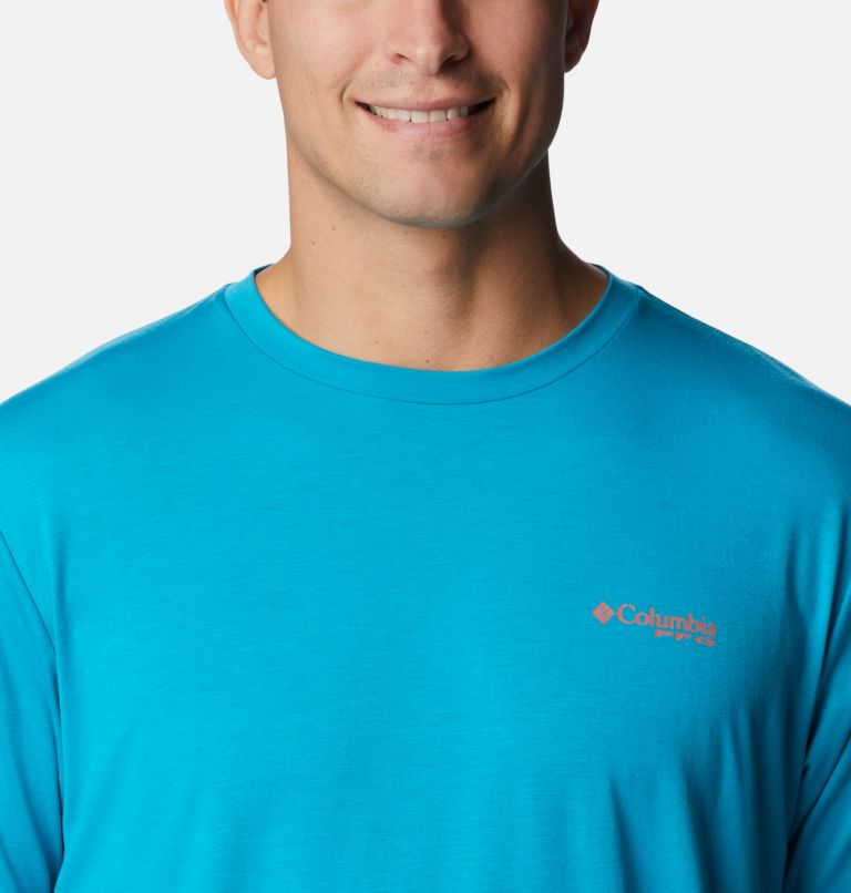 Men's PFG Triangle Fill Tech T-Shirt, Color: Ocean Teal, PFG Elements Graphic, image 4