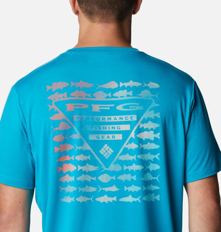 Men's PFG Triangle Fill Tech T-Shirt, Color: Ocean Teal, PFG Elements Graphic, image 5