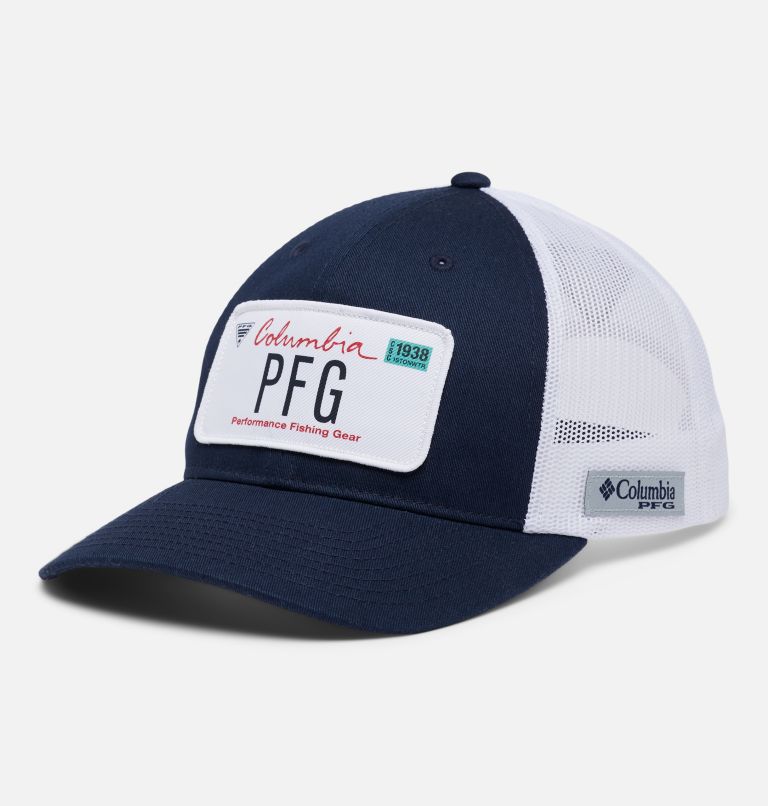 PFG Trucker Patch Snap Back | 464 | O/S, Color: Collegiate Navy, California License Plate, image 1