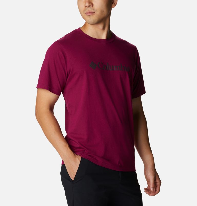 Men’s Lodge Graphic Casual Organic T-Shirt, Color: Red Onion, CSC Basic Logo