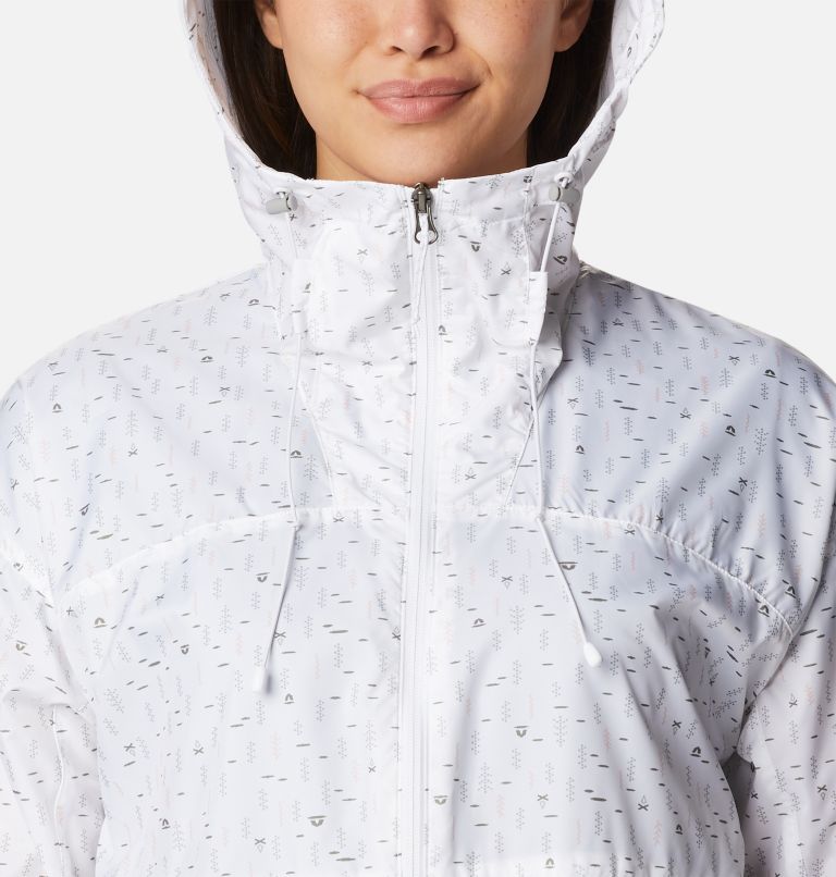 Women's Alpine Chill Windbreaker Jacket, Color: White Campdot Print, image 4