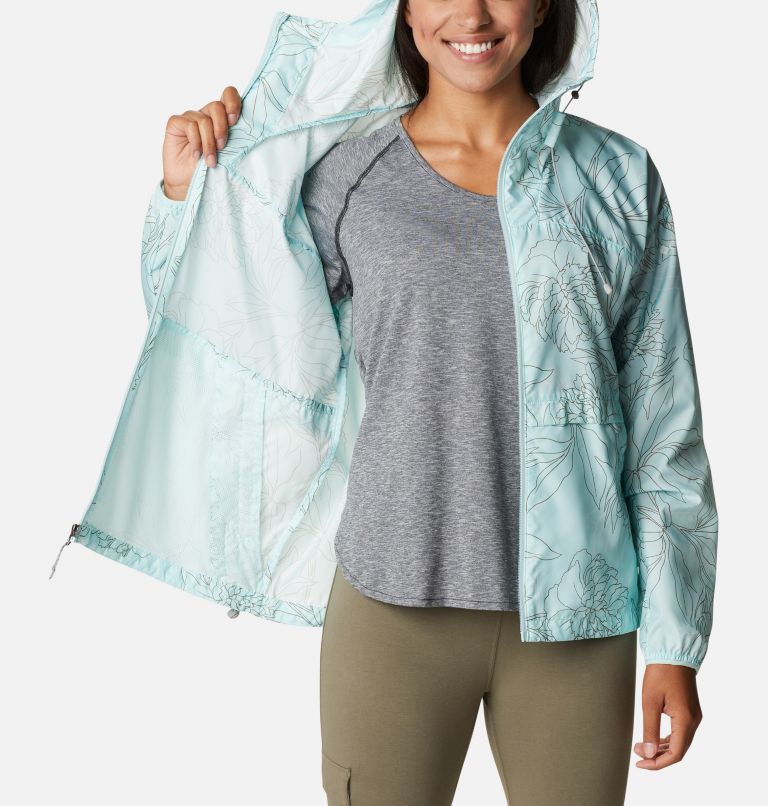 Women's Alpine Chill Windbreaker Jacket, Color: Icy Morn Leafy Lines, image 5