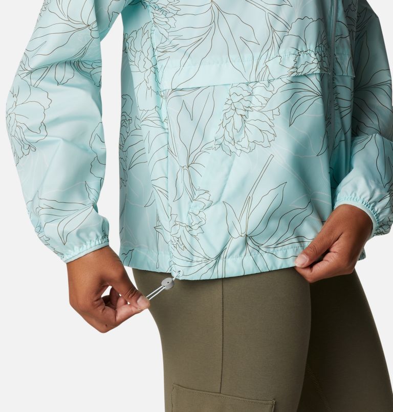Women's Alpine Chill Windbreaker Jacket, Color: Icy Morn Leafy Lines, image 6