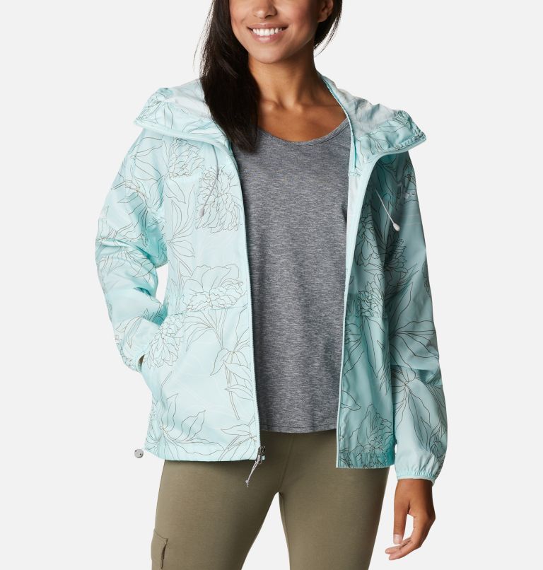 Women's Alpine Chill Windbreaker Jacket, Color: Icy Morn Leafy Lines, image 7