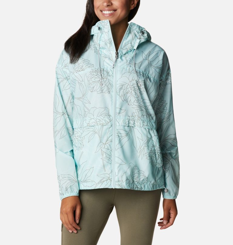 Women's Alpine Chill Windbreaker Jacket, Color: Icy Morn Leafy Lines, image 1