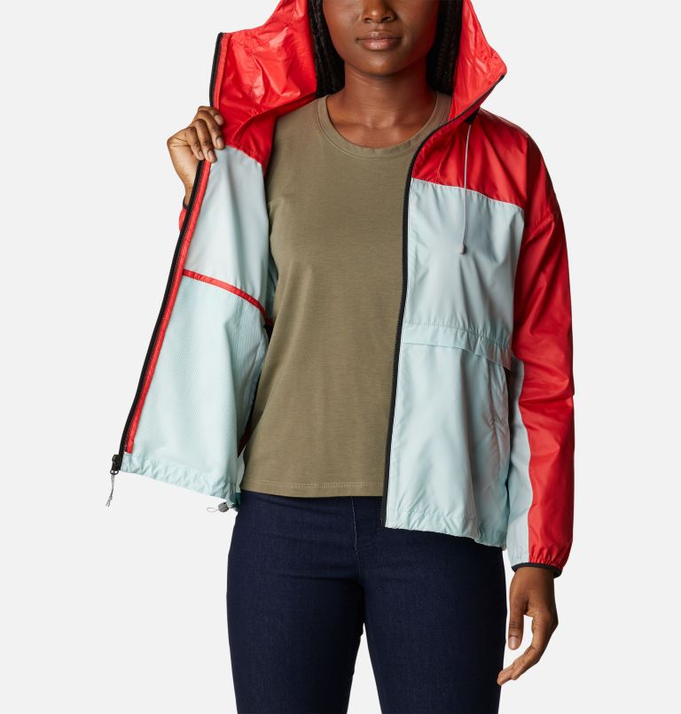 Women's Alpine Chill Windbreaker Jacket, Color: Red Hibiscus, Icy Morn, Black, image 5