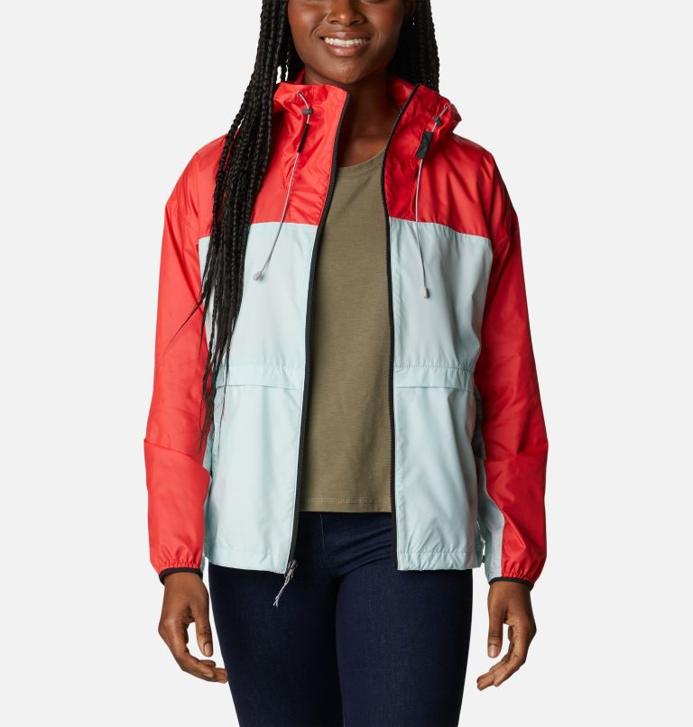 Women's Alpine Chill Windbreaker Jacket, Color: Red Hibiscus, Icy Morn, Black, image 7