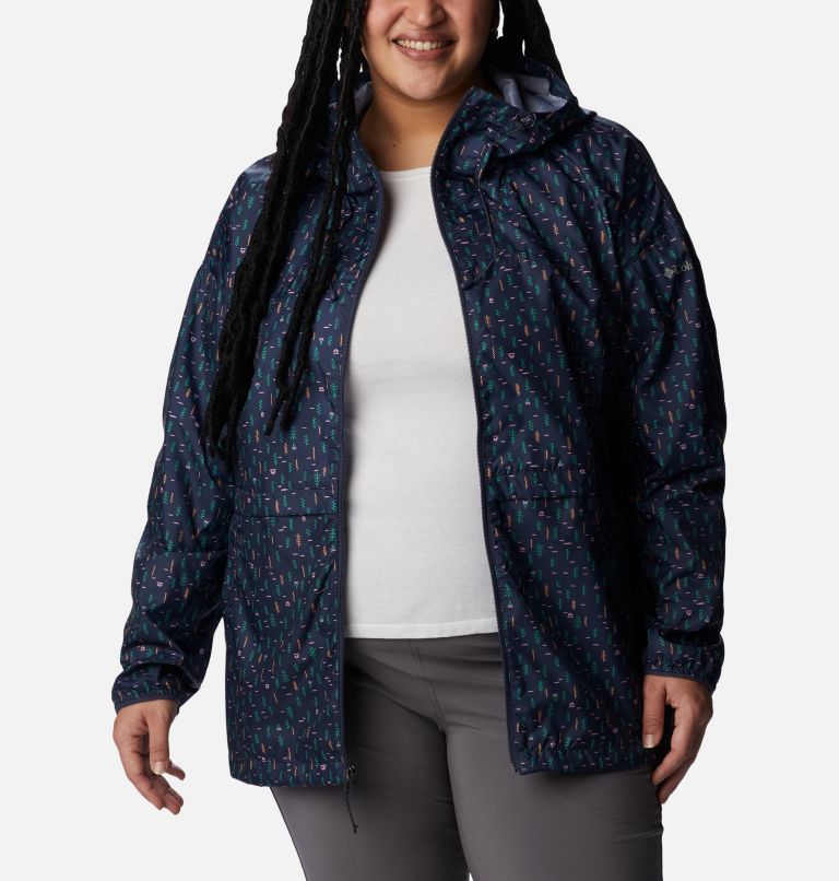 Thumbnail: Women's Alpine Chill Windbreaker Jacket - Plus Size, Color: Nocturnal Campdot Print, image 7