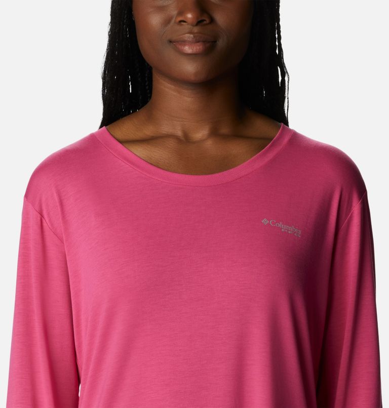 Thumbnail: Women's PFG Slack Water Graphic Long Sleeve Shirt, Color: Ultra Pink, Las Palmas, image 4