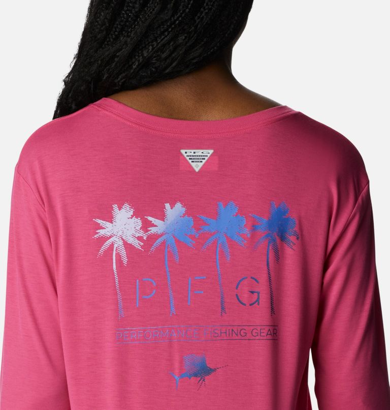 Thumbnail: Women's PFG Slack Water Graphic Long Sleeve Shirt, Color: Ultra Pink, Las Palmas, image 5