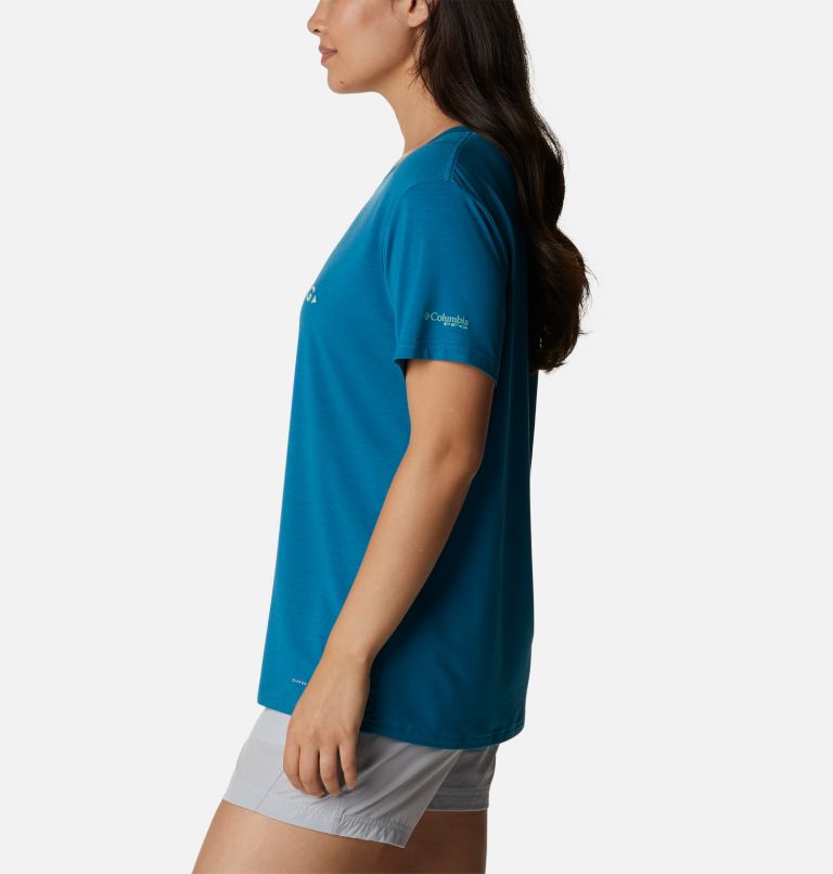 Thumbnail: Women's Slack Water Graphic Short Sleeve Shirt, Color: Deep Marine, Trout, image 3