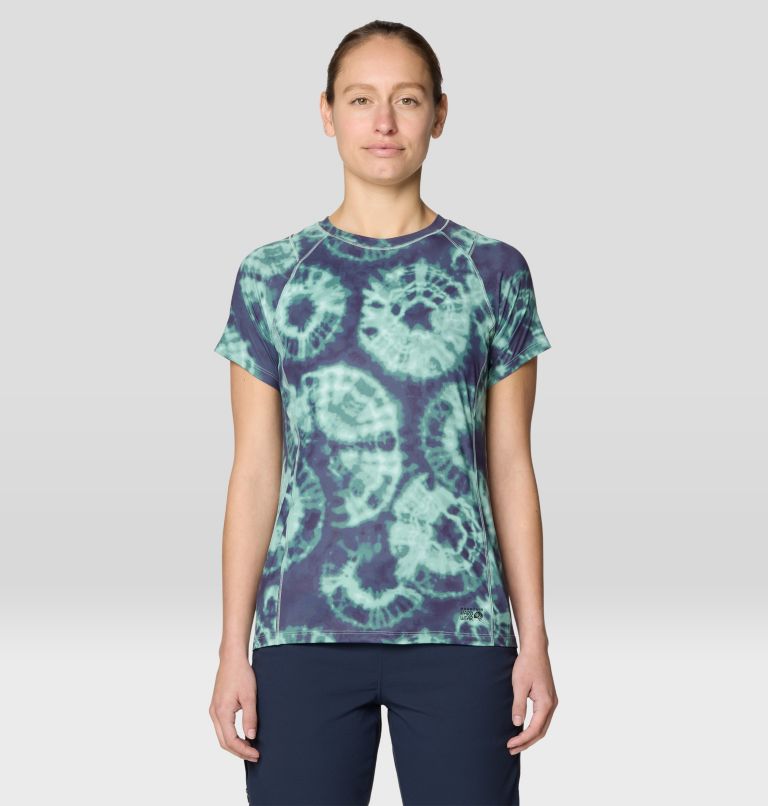 Women's Crater Lake Short Sleeve, Color: Lapis Dusk Spore Dye Print, image 1