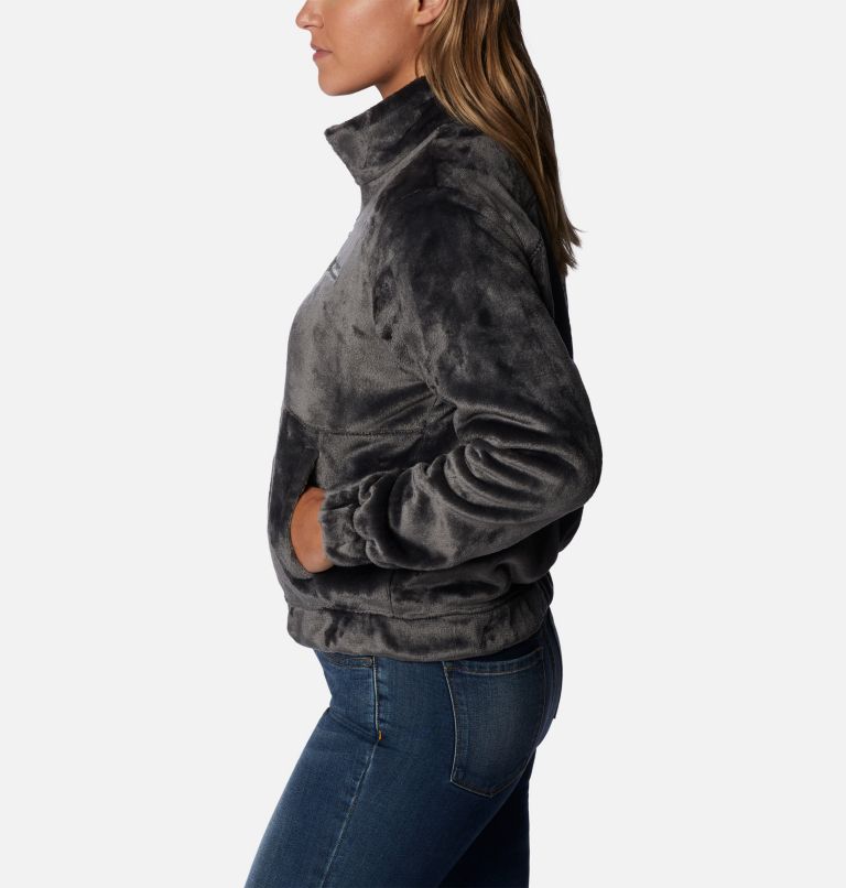 Women's Cropped Funnel-Neck Fleece Jacket