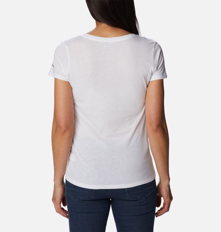 Women's Daisy Days II V-Neck T-Shirt, Color: White, Floral Leafscape, image 2