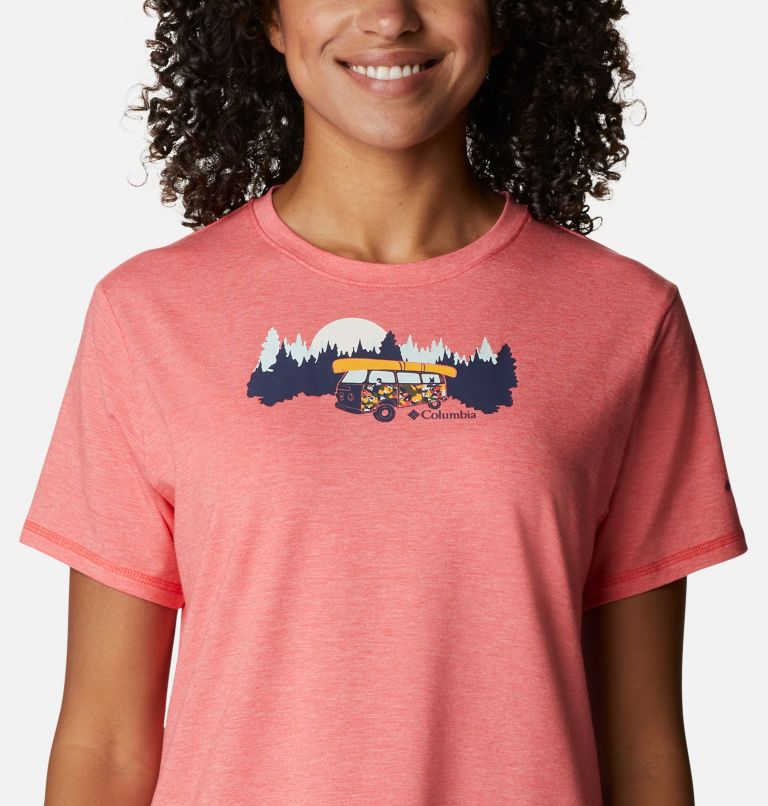 Women's Sun Trek Graphic T-Shirt II, Color: Red Hibiscus Heather, Van Life 3