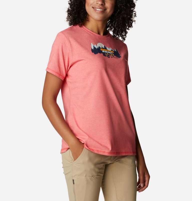 Thumbnail: T-shirt imprimé Sun Trek II Femme, Color: Red Hibiscus Heather, Van Life 3, image 5