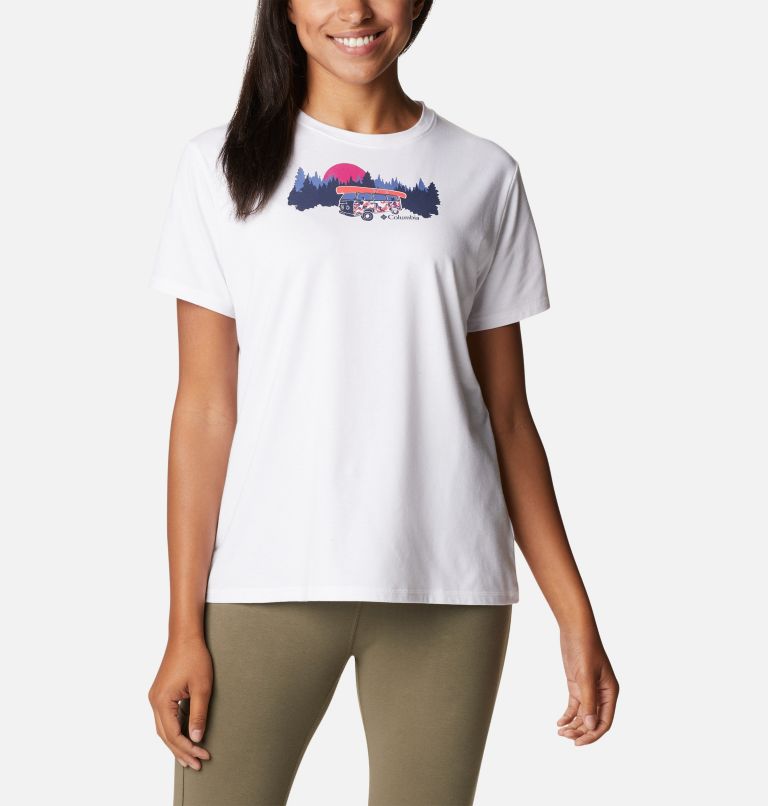 Women’s Sun Trek II Technical Graphic T-Shirt, Color: White, Van Life 3, image 1