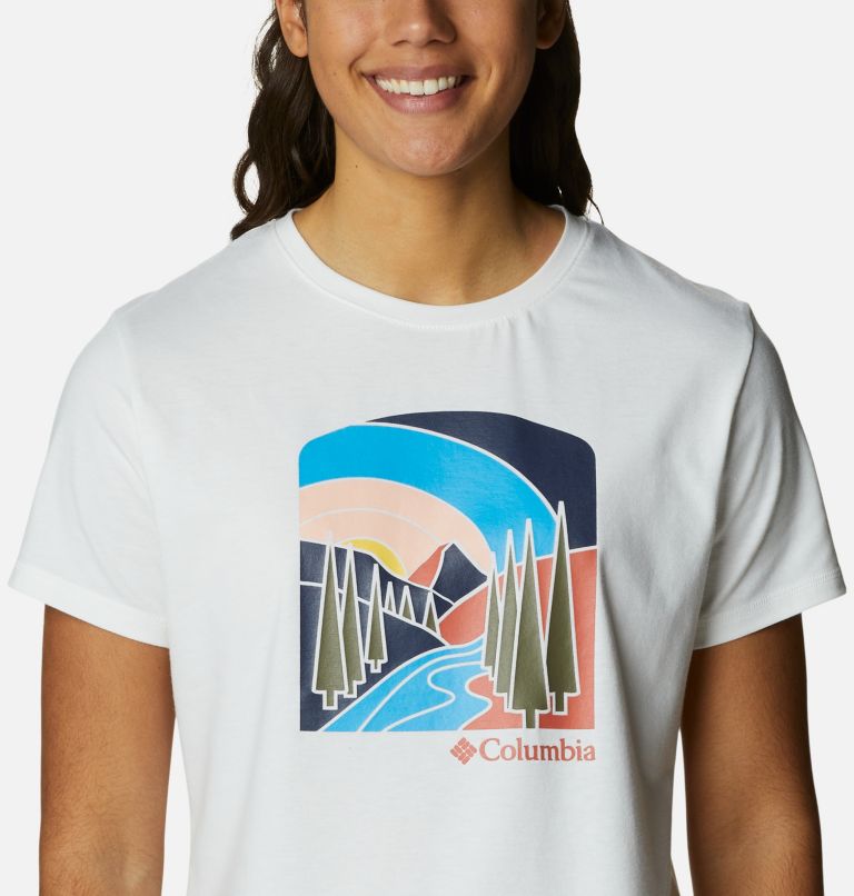 Women’s Sun Trek II Technical Graphic T-Shirt, Color: White, Suntrek Hills, image 4